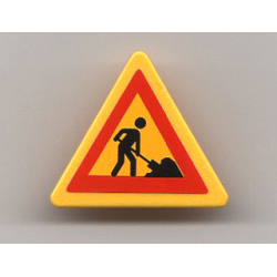 Road Sign 2 x 2 Triangle with Clip with Worker and 1 Pile Pattern (Sticker) - Set 7905