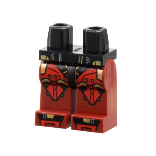 Деталь LEGO 970c59pb13 Hips and Dark Red Legs with Black, Red, and Gold Armor and Shoe Tips, Dark Bluish Gray Lines and Dots Pattern