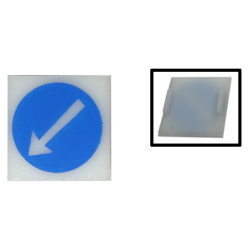 Electric, Light 2 x 2 Clip-On Plate with Blue Circle and White Arrow Pattern