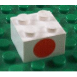 Brick 2 x 2 with Dot Red on One Side Pattern Brick 2 x 2 with Dot Red on One Side Pattern