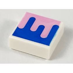 Tile 1 x 1 with Blue and Bright Pink Splotch Pattern