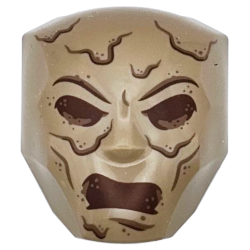 Large Figure Face with Brow and Nose Detail, 2 x 2 Round Brick Attachment with Reddish Brown Eyes, Open Mouth and Lines Pattern (Sandman)