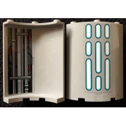 Cylinder Quarter 4 x 4 x 6 with SW Death Star Wall Lights on Outside and Panel, Pipes, and Red Lights Pattern 1 on Inside (Stickers) - Set 75291 Cylinder Quarter 4 x 4 x 6 with SW Death Star Wall Lights on Outside and Panel, Pipes, and Red Lights Pattern 1 on Inside (Stickers) - Set 75291