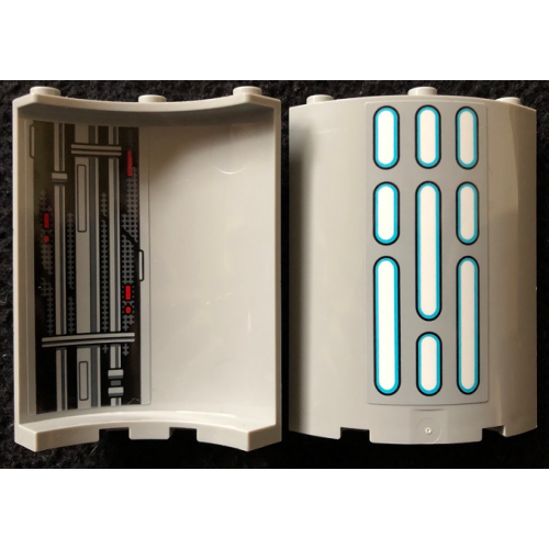 Деталь LEGO 30562pb073 Cylinder Quarter 4 x 4 x 6 with SW Death Star Wall Lights on Outside and Panel, Pipes, and Red Lights Pattern 1 on Inside (Stickers) - Set 75291