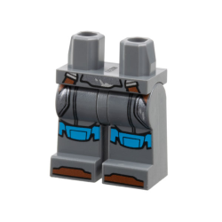 Hips and Legs with SW Mandalorian Dark Silver Armor Plates, Dark Azure Knee Pads, Reddish Brown Straps and Toes Pattern