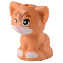 Cat, Friends Style, Baby Kitten, Sitting with Black Eyes Winking, Bright Pink Nose, and White Muzzle and Paws Pattern (Mittens)