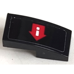 Slope, Curved 2 x 1 x 2/3 with White Exclamation Mark on Red Arrow Pattern Model Left Side (Sticker) - Set 70916 Slope, Curved 2 x 1 x 2/3 with White Exclamation Mark on Red Arrow Pattern Model Left Side (Sticker) - Set 70916