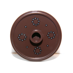 Minifigure, Shield Circular / Round Rimmed Face with Stud with Silver Dots Pattern Minifigure, Shield Circular / Round Rimmed Face with Stud with Silver Dots Pattern