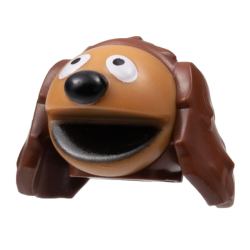 Minifigure, Head, Modified Muppet Rowlf with Medium Nougat Face, Black Nose, Pattern