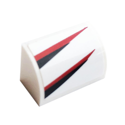 Slope, Curved 1 x 2 with Bottom Stud Holder with Black and Red Stripe Pattern Model Left Side (Sticker) - Set 76896 Slope, Curved 1 x 2 with Bottom Stud Holder with Black and Red Stripe Pattern Model Left Side (Sticker) - Set 76896