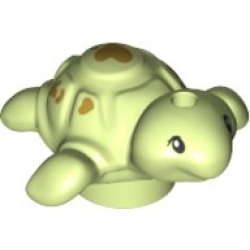 Turtle, Friends Style, Baby with Black Eyes and Gold Spots Pattern - Yellowish Green