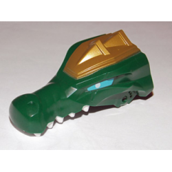 Large Figure Head Modified Chima Crocodile Jaw Upper with Teeth and Gold Armor Pattern