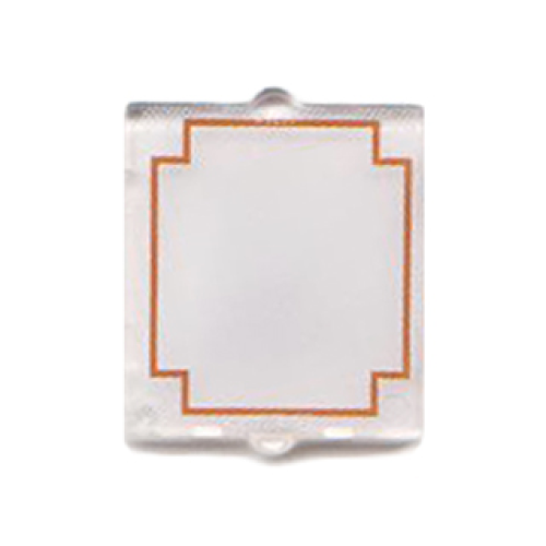 Деталь LEGO 60601pb009 Glass for Window 1 x 2 x 2 Flat Front with Red Geometric Frame on Translucent White Background Pattern