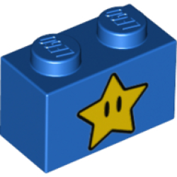 Brick 1 x 2 with Yellow Star with Black Eyes Pattern Brick 1 x 2 with Yellow Star with Black Eyes Pattern