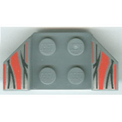 Vehicle, Mudguard 2 x 4 with Flared Wings with Silver Flame Tips and Red Stripes Pattern Vehicle, Mudguard 2 x 4 with Flared Wings with Silver Flame Tips and Red Stripes Pattern