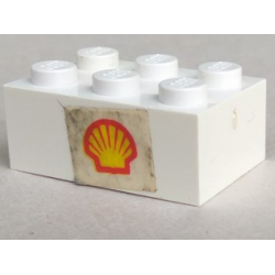 Brick 2 x 3 with Shell Logo Pattern on Both Sides (Stickers) - Set 604-1 Brick 2 x 3 with Shell Logo Pattern on Both Sides (Stickers) - Set 604-1