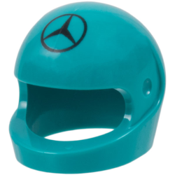 Minifigure, Headgear Helmet Motorcycle (Standard) with Black Mercedes Logo Pattern