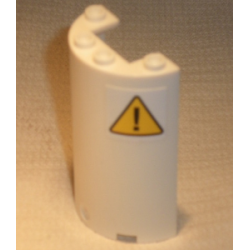 Cylinder Half 2 x 4 x 5 with 1 x 2 Cutout with Black Exclamation Mark on Yellow Triangle Pattern (Sticker) - Set 60010 Cylinder Half 2 x 4 x 5 with 1 x 2 Cutout with Black Exclamation Mark on Yellow Triangle Pattern (Sticker) - Set 60010
