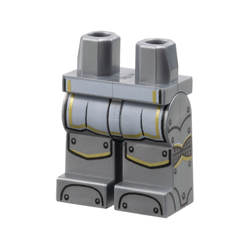 Деталь LEGO 970c00pb1684 Hips and Legs with White Surcoat End, Gold Trim, Armor Plates with Rivets, Dark Silver Chain Mail on Sides Pattern