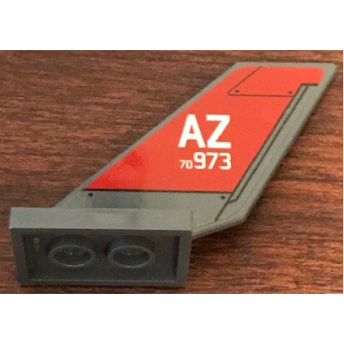 Деталь LEGO 6239pb075L Tail Shuttle with White 'AZ 70973' on Red Background Pattern Model Left Side (Sticker) - Set 76127