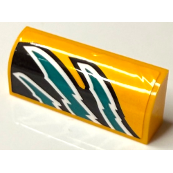 Slope, Curved 1 x 4 x 1 1/3 with White and Dark Turquoise Flames on Black Background Pattern Model Right Side (Sticker) - Set 60389 Slope, Curved 1 x 4 x 1 1/3 with White and Dark Turquoise Flames on Black Background Pattern Model Right Side (Sticker) - Set 60389