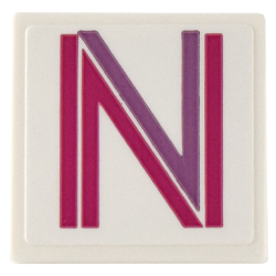 Road Sign 2 x 2 Square with Open O Clip with Medium Lavender and Magenta Letter N Pattern (Sticker) - Set 41732