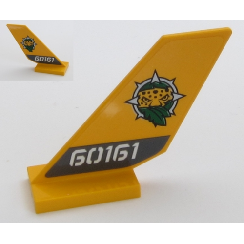 Деталь LEGO 6239pb074 Tail Shuttle with Leopard Head, Leaves and White '60161' Pattern on Both Sides (Stickers) - Set 60161