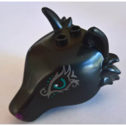 Fox Head with Dark Turquoise Eyes, Silver Swirls and Purple Nose Pattern Fox Head with Dark Turquoise Eyes, Silver Swirls and Purple Nose Pattern