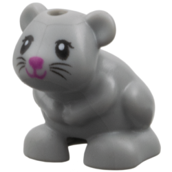 Hamster / Mouse, Friends Style with Black Eyes and Whiskers and Magenta Nose and Mouth Pattern (Molly)