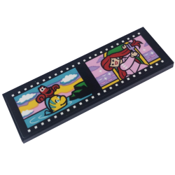 Tile 2 x 6 with Filmstrip / Roll with Ariel Minifigure, Sebastian and Flounder Pattern (Sticker) - Set 43227