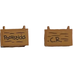Container, Box 2 x 2 x 1 - Top Opening with Flat Inner Bottom with Black 'PooHsticks', 'C.R.' and Wood Grain Pattern on Both Sides (Stickers) - Set 21326 Container, Box 2 x 2 x 1 - Top Opening with Flat Inner Bottom with Black 'PooHsticks', 'C.R.' and Wood Grain Pattern on Both Sides (Stickers) - Set 21326