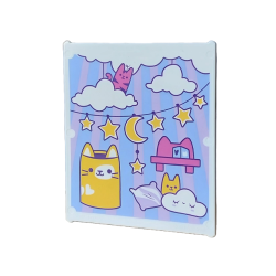 Glass for Window 1 x 6 x 6 Flat Front with Clouds, Lavender Sun Rays and Pillow, Dark Purple Garland with Yellow Stars and Crescent Moon, Cats and Magenta Chair with Cube on Bright Light Blue Background Pattern Glass for Window 1 x 6 x 6 Flat Front with Clouds, Lavender Sun Rays and Pillow, Dark Purple Garland with Yellow Stars and Crescent Moon, Cats and Magenta Chair with Cube on Bright Light Blue Background Pattern