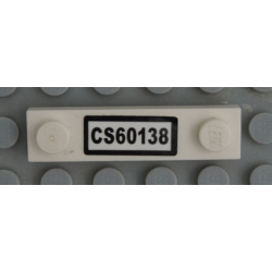Plate, Modified 1 x 4 with 2 Studs without Groove with 'CS60138' Pattern (Sticker) - Set 60138 Plate, Modified 1 x 4 with 2 Studs without Groove with 'CS60138' Pattern (Sticker) - Set 60138