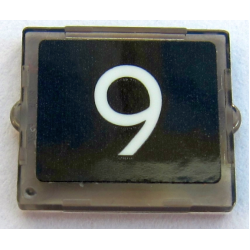 Glass for Window 1 x 2 x 2 Flat Front with White Number 9 on Black Background Pattern (Sticker) - Set 10258