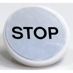 Road Sign 2 x 2 Round with Clip with Black 'STOP' on Silver Mirrored Background Pattern (Sticker) - Set 75911