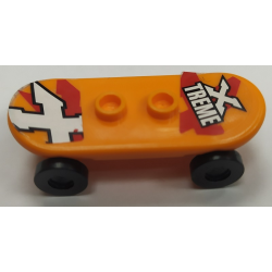 Minifigure, Utensil Skateboard Deck with White 'X TREME' and Letter X Pattern (Stickers) with Black Wheels (42511pb11 / 2496) - Set 60023 Minifigure, Utensil Skateboard Deck with White 'X TREME' and Letter X Pattern (Stickers) with Black Wheels (42511pb11 / 2496) - Set 60023