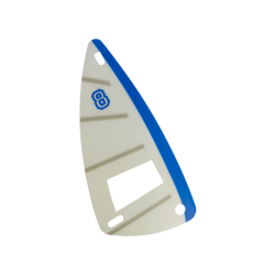 Plastic Part for Set 6351 - White Sail with Trans-Clear Window, Light Gray Stripes, Blue Spine, and Number 8 Pattern
