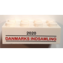 Brick 2 x 4 with '2020 DANMARKS INDSAMLING' Pattern