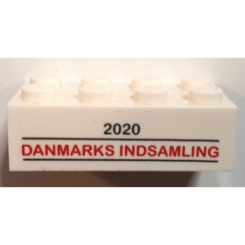 Деталь LEGO 3001pb190 Brick 2 x 4 with '2020 DANMARKS INDSAMLING' Pattern