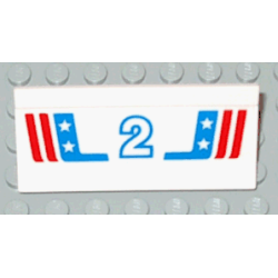 Vehicle, Spoiler / Plow Blade 6 x 3 with Hinge with Red and Blue Stripes with White Number 2 and Stars Pattern (Sticker) - Set 1992 Vehicle, Spoiler / Plow Blade 6 x 3 with Hinge with Red and Blue Stripes with White Number 2 and Stars Pattern (Sticker) - Set 1992