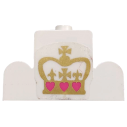 Brick, Modified 1 x 4 x 2 Center Stud Top with Gold Crown with Dark Pink Hearts Pattern (Sticker) - Set 7578