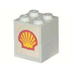 Stickered Assembly 2 x 2 x 2 with Shell Logo Pattern on Both Sides (Stickers) - Set 377-1 - 2 Brick 2 x 2