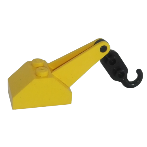 Деталь LEGO 3135c01 Hook Slope 45 2 x 3 x 1 1/3 Double with Arm with Black Tow Hook (3135 / 3136) - Yellow