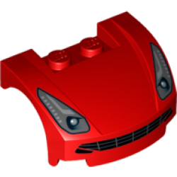 Vehicle, Mudguard 3 x 4 x 1 2/3 Curved Front with Headlights and Black Grille Pattern Vehicle, Mudguard 3 x 4 x 1 2/3 Curved Front with Headlights and Black Grille Pattern