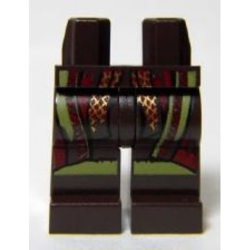 Деталь LEGO 970c00pb0278 Hips and Legs with Olive Green, Dark Red, and Gold Trim Pattern