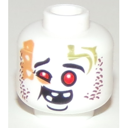 Minifigure, Head Alien Ninjago Red Eyes, Dark Red Rash, Missing Teeth, Goofy Expression Pattern