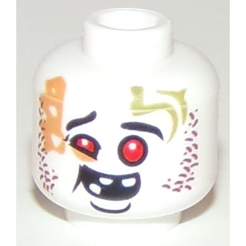 Деталь LEGO 3626pb2207 Minifigure, Head Alien Ninjago Red Eyes, Dark Red Rash, Missing Teeth, Goofy Expression Pattern