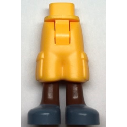 Mini Doll Hips and Trousers Cropped Large Pockets, Reddish Brown Legs, Sand Blue Shoes Pattern - Thick Hinge