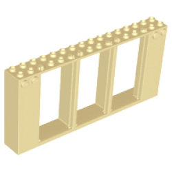 Door, Frame 2 x 16 x 6 with 3 Openings and 2 Studs on Either Side on Front - Tan Door, Frame 2 x 16 x 6 with 3 Openings and 2 Studs on Either Side on Front - Tan
