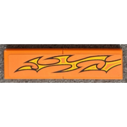 Stickered Assembly 4 x 1 with Yellow Flames Pattern Model Left Side (Sticker) - Set 8135 - 2 Tile 1 x 2 Stickered Assembly 4 x 1 with Yellow Flames Pattern Model Left Side (Sticker) - Set 8135 - 2 Tile 1 x 2
